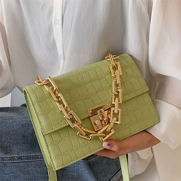 women frame bag gold thick chain handbags for women flap shoulder bags leather trendy satchel chic crossbody bag 220620
women frame bag gold thick chain handbags for women flap shoulder bags leather trendy satchel chic crossbody bag 220620