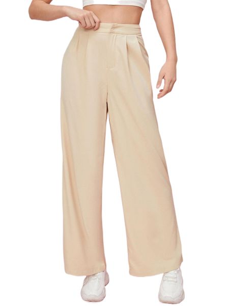 zipper fly fold pleated pants b7iq#, Black;white