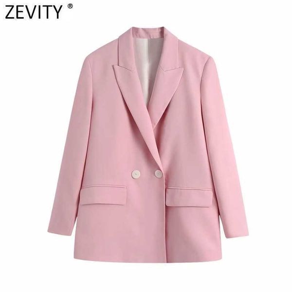 zevity women elegant double breasted casual pink blazer coat vintage long sleeve suits female outerwear chic business ct701 210927, White;black
zevity women elegant double breasted casual pink blazer coat vintage long sleeve suits female outerwear chic business ct701 210927, White;black