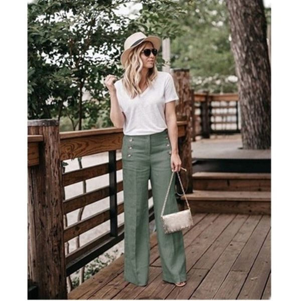 summer office lady wide leg pant casual buttons zipper trouser vintage cotton linen pants casual s bottom y200418, Black;white
summer office lady wide leg pant casual buttons zipper trouser vintage cotton linen pants casual s bottom y200418, Black;white