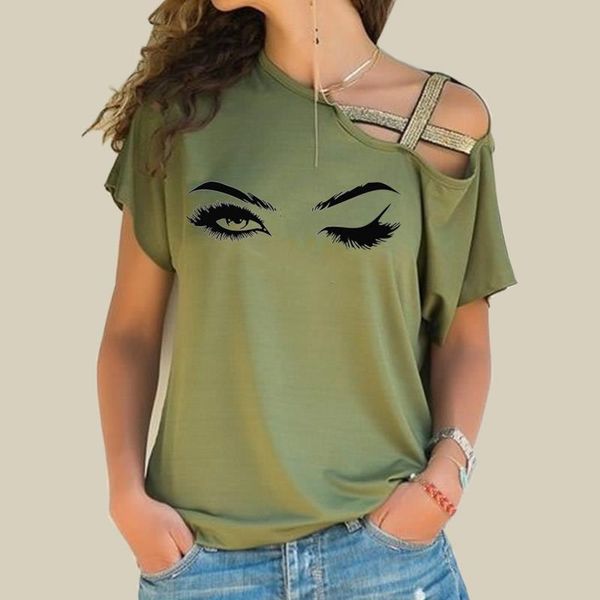 women's t-shirt women's eyelash printed one shoulder off loose oversized s-5xl summer tee wdc5237, White
women's t-shirt women's eyelash printed one shoulder off loose oversized s-5xl summer tee wdc5237, White