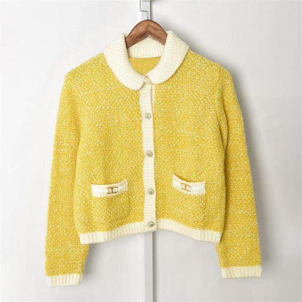 21sf maje knitted cardigan with white yarn coat color yellow jackets2512, Black;brown
21sf maje knitted cardigan with white yarn coat color yellow jackets2512, Black;brown