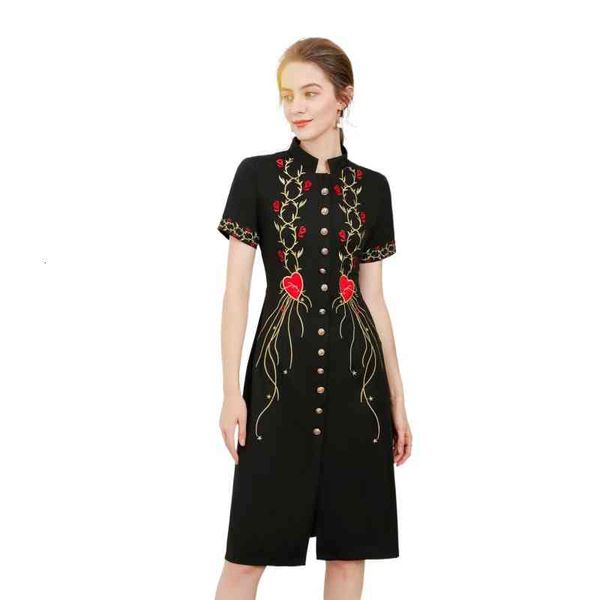 casual dresses xxl dress summer heavy industry gold thread embroidery stand collar metal buckle short sleeve knitted women h3y3, Black;gray
casual dresses xxl dress summer heavy industry gold thread embroidery stand collar metal buckle short sleeve knitted women h3y3, Black;gray