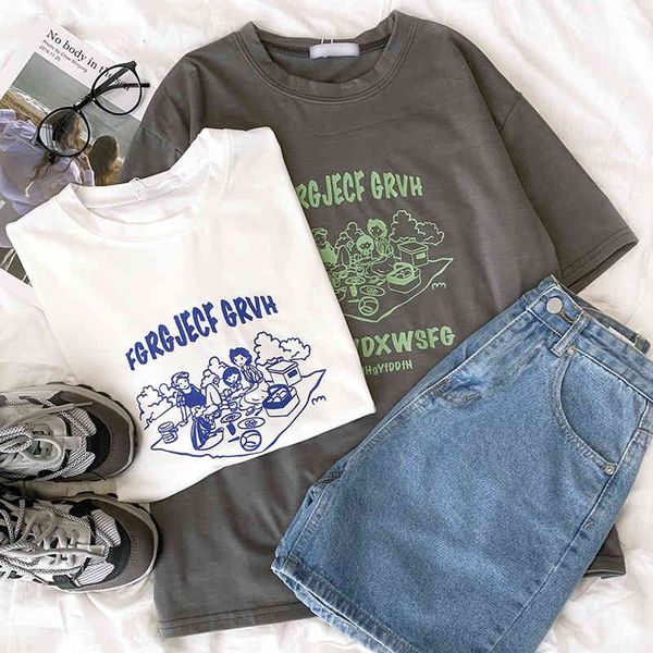 women's t-shirt 2022 contrast short sleeve t-shirt cartoon picnic letter print crew neck loose comfortable casual nx9g, White
women's t-shirt 2022 contrast short sleeve t-shirt cartoon picnic letter print crew neck loose comfortable casual nx9g, White