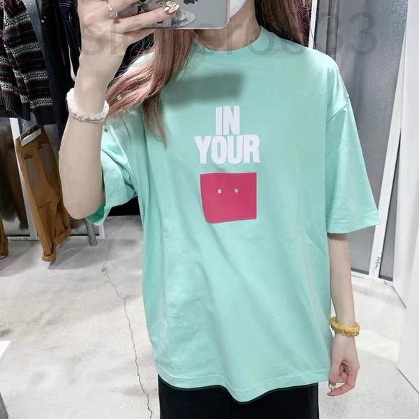 women's t-shirt designer spring and summer ac nordic minority loose round neck square letter smiling face t-shirt for men women 0w38, White
women's t-shirt designer spring and summer ac nordic minority loose round neck square letter smiling face t-shirt for men women 0w38, White