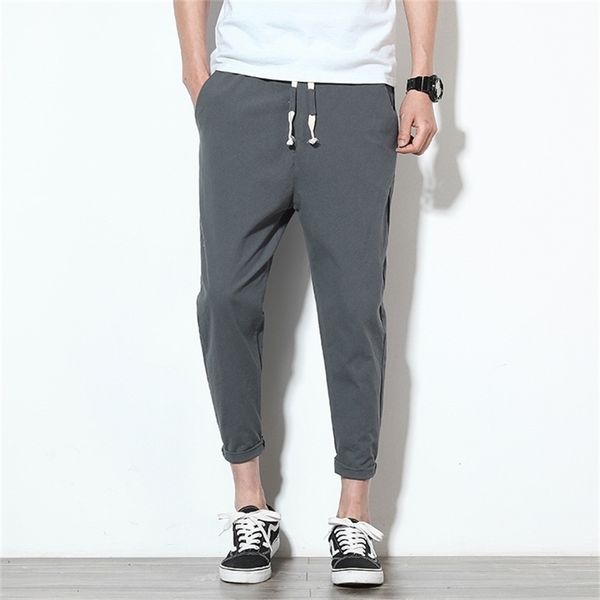men's pants cotton joggers summer casual slim ankle length trousers lightweight solid breathable streetwear sweatpants 220827, Black
men's pants cotton joggers summer casual slim ankle length trousers lightweight solid breathable streetwear sweatpants 220827, Black