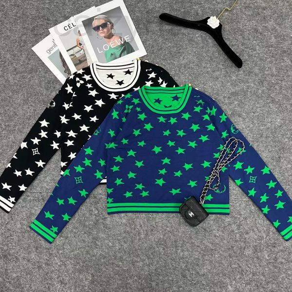 women's knits & tees designer 22 autumn new star jacquard shoulder button round neck long sleeve knitted fashion evps, White
women's knits & tees designer 22 autumn new star jacquard shoulder button round neck long sleeve knitted fashion evps, White