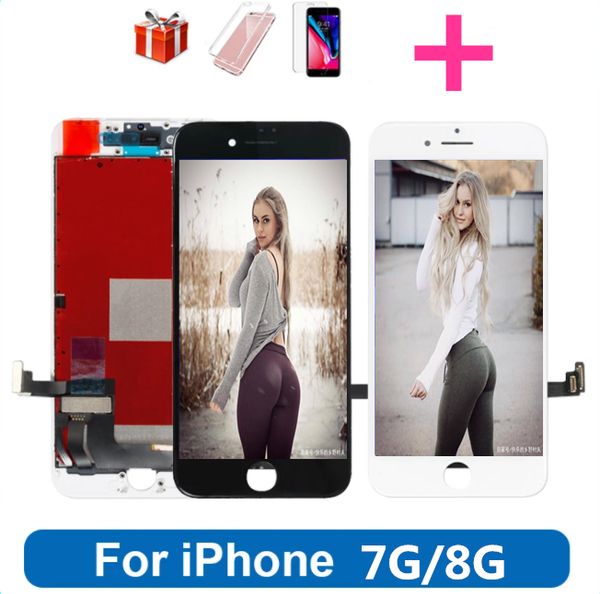 good price good quality lcd panel digitizer display touch screen for iphone 7 8g 4.7 inch replacement with tempered glass film gift