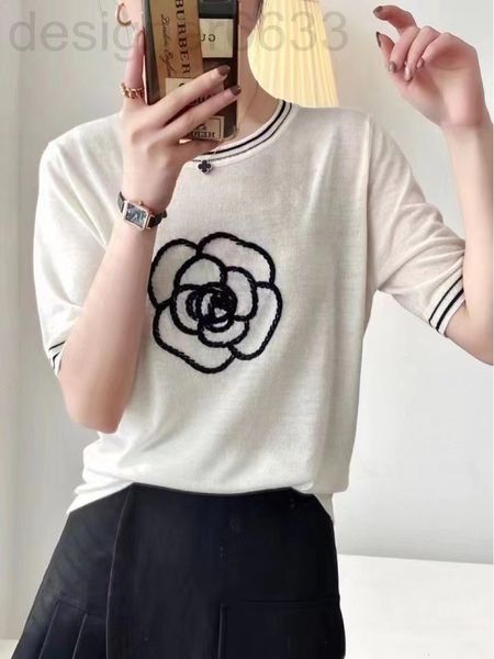 women's knits & tees designer spring and summer wool xiaoxiangfeng camellia embroidery round neck short white black sweater t-shirt fem
women's knits & tees designer spring and summer wool xiaoxiangfeng camellia embroidery round neck short white black sweater t-shirt fem