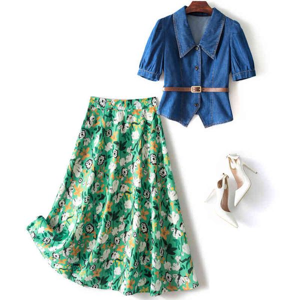 women's tracksuits french single surplus foreign trade export mall tail goods big brand cut label summer denim printed skirt women, Gray
women's tracksuits french single surplus foreign trade export mall tail goods big brand cut label summer denim printed skirt women, Gray