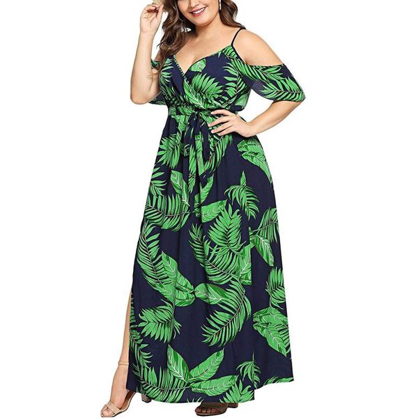 plus size dress women summer boho floral slipoff shoulder split ankle-length dress, Black;gray
plus size dress women summer boho floral slipoff shoulder split ankle-length dress, Black;gray
