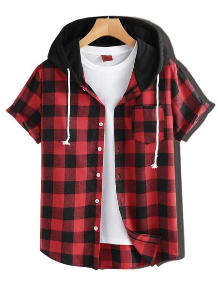 men buffalo plaid drawstring hooded shirt without tee y8vd#, White;black
men buffalo plaid drawstring hooded shirt without tee y8vd#, White;black