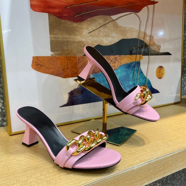 meduza chains embellished mid-heeled slide sandals slippers mules pink leather block heels slip-on round open toe for women luxury designers, Black
meduza chains embellished mid-heeled slide sandals slippers mules pink leather block heels slip-on round open toe for women luxury designers, Black