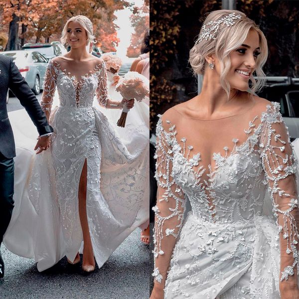 luxury sequined vestidos de novia mermaid wedding dress applique detachable train mariee marriage wedding gown, White
luxury sequined vestidos de novia mermaid wedding dress applique detachable train mariee marriage wedding gown, White