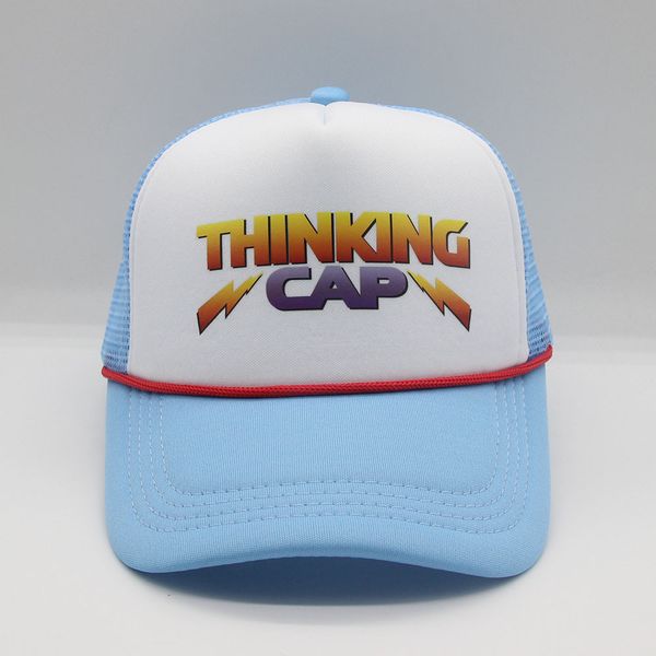 stranger things cap season 4 cosplay hat dustin leather baseball cap retro mesh thinking hats prop accessories adjustable, Blue;gray