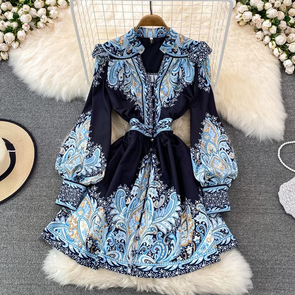 women dresses spring summer runway fashion paisley print vintage v neck long lantern sleeve belted mini 220721, Black;gray
women dresses spring summer runway fashion paisley print vintage v neck long lantern sleeve belted mini 220721, Black;gray