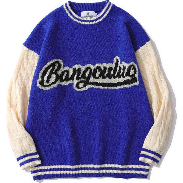 sweaters harajuku knit men women vintage letter print patchwork sweater casual college style pullover loose blue jumpers spring t220730, White;black
sweaters harajuku knit men women vintage letter print patchwork sweater casual college style pullover loose blue jumpers spring t220730, White;black