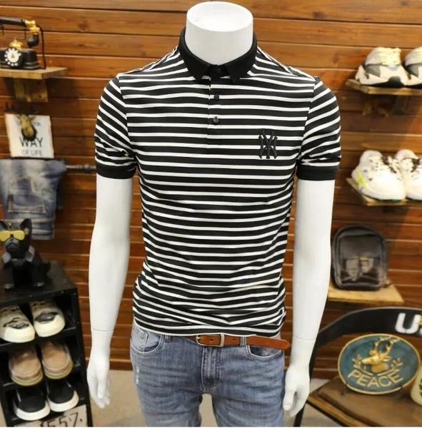 summer men's short sleeve shirt lapel embroidered trend t-shirt new half sleeve slim striped polo boys shirt, White;black
summer men's short sleeve shirt lapel embroidered trend t-shirt new half sleeve slim striped polo boys shirt, White;black