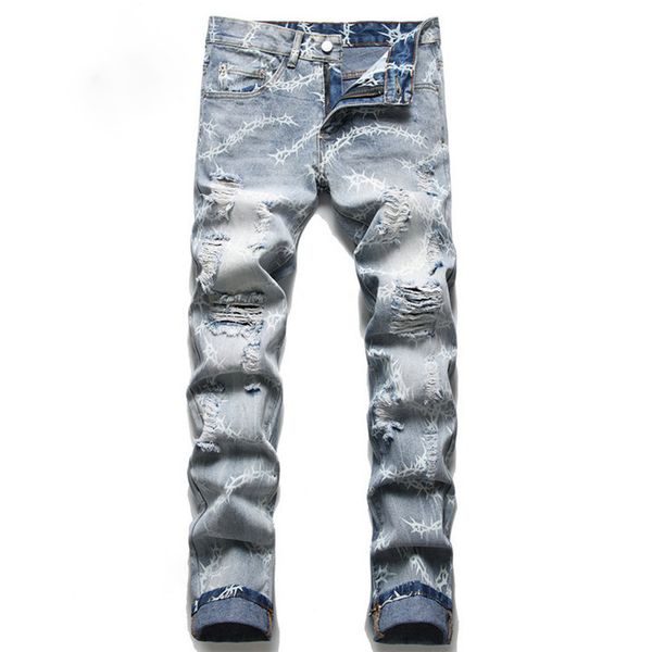 mens designer jeans fashion denim pants for male skinny ripped destroyed stretch slim fit jean beam foot trousers clothing, Blue
mens designer jeans fashion denim pants for male skinny ripped destroyed stretch slim fit jean beam foot trousers clothing, Blue