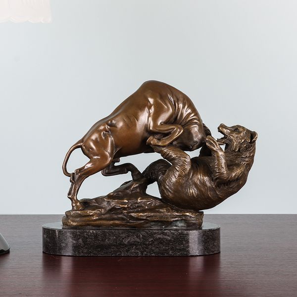 bronze bull vs bear statue wall street sculpture animal fighting art business gift home decor, Silver
bronze bull vs bear statue wall street sculpture animal fighting art business gift home decor, Silver