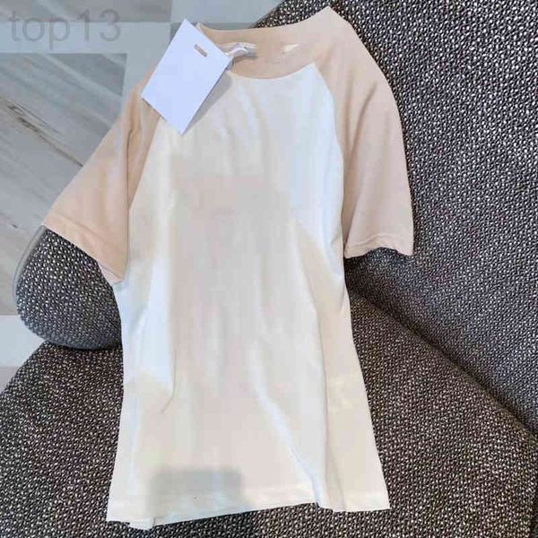 women's t-shirt designer spring and summer 2022 new color contrast design round neck white short sleeve solid loose pullover temperamen
women's t-shirt designer spring and summer 2022 new color contrast design round neck white short sleeve solid loose pullover temperamen