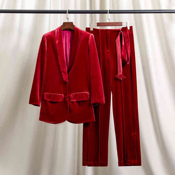 casual dresses high sense fried street royal sister red velvet suit commuting female golden autumn and winter, Black;gray