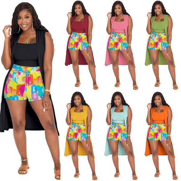 summer womens tracksuits rib sling sleeveless cloak print shorts commuter matching sets fashion pit strip three piece suit, Gray
summer womens tracksuits rib sling sleeveless cloak print shorts commuter matching sets fashion pit strip three piece suit, Gray