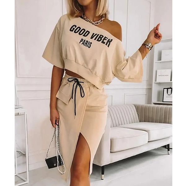 women's tracksuits fashion women 2 piece set outfits streetwear letter print casual & slit drawstring skirt set, Gray
women's tracksuits fashion women 2 piece set outfits streetwear letter print casual & slit drawstring skirt set, Gray