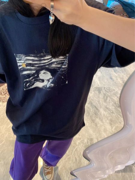 women's t-shirt designer 22ss early spring new short sleeve senior literary girl pattern printed t-shirt women abw7, White
women's t-shirt designer 22ss early spring new short sleeve senior literary girl pattern printed t-shirt women abw7, White