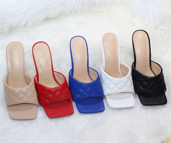 women's sandals slippers marian square toe red quilted mules pumps 9 cm 051201, Black
women's sandals slippers marian square toe red quilted mules pumps 9 cm 051201, Black