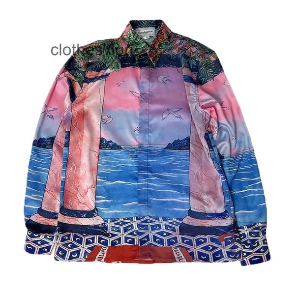 designer mens clothes casablancas ocean sunset bird silk long sleeve shirt men's and women's same euro american style loose korean, White;black 
designer mens clothes casablancas ocean sunset bird silk long sleeve shirt men's and women's same euro american style loose korean, White;black