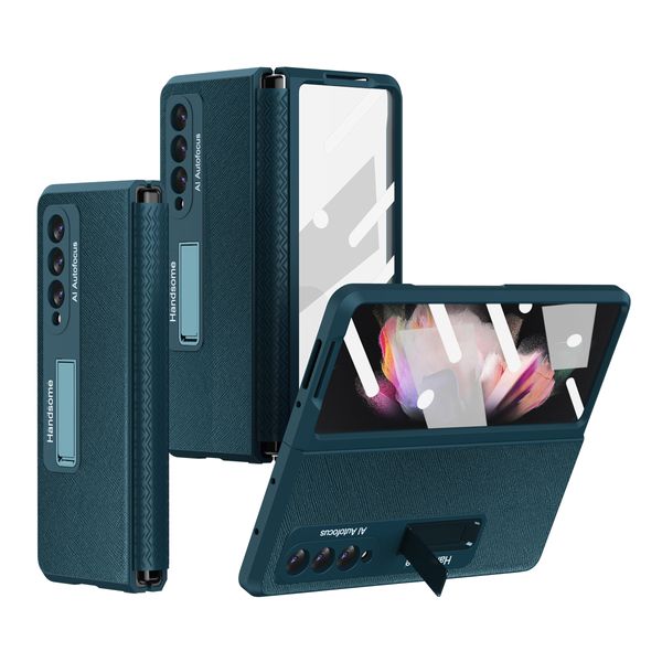 Image of Flexible Hinge Cases For Samsung Galaxy Z Fold 2 Fold 3 Z Fold 4 Case Glass Film Screen Protector Stand Cover