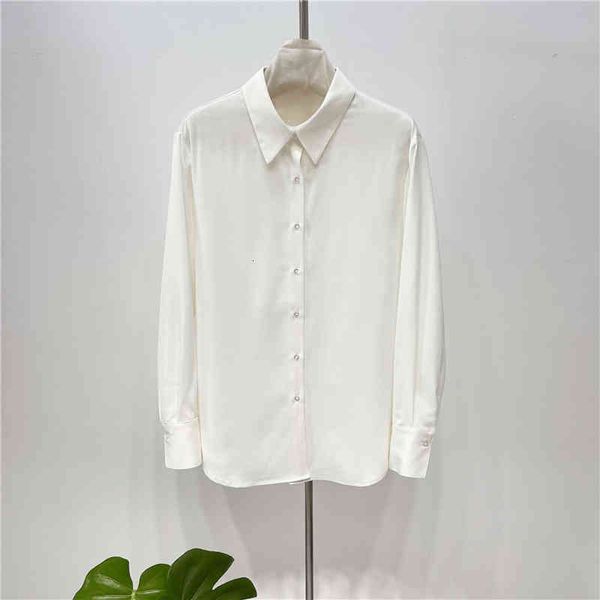 women's polos light luxury penny class texture long sleeve acetic acid shirt women, White
women's polos light luxury penny class texture long sleeve acetic acid shirt women, White
