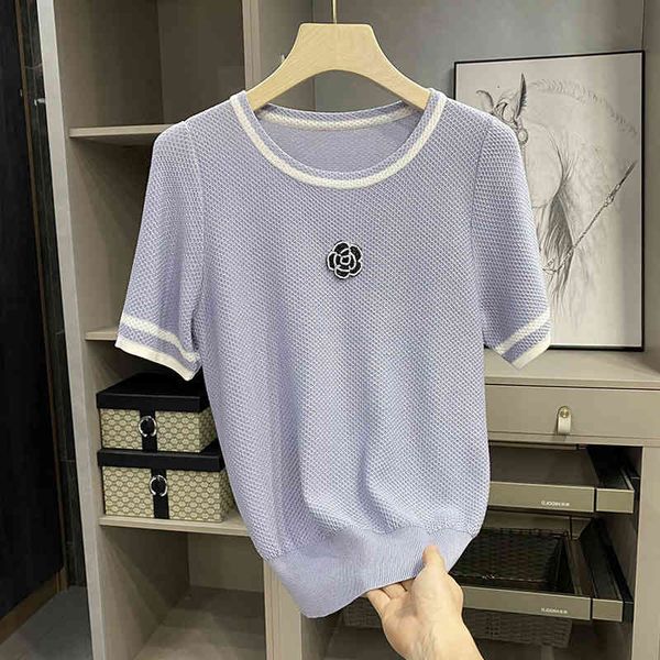 women's t-shirt counter n goods wear not greasy temperament items shan camellia sweater short sleeve t-shirt female 7x7s, White
women's t-shirt counter n goods wear not greasy temperament items shan camellia sweater short sleeve t-shirt female 7x7s, White