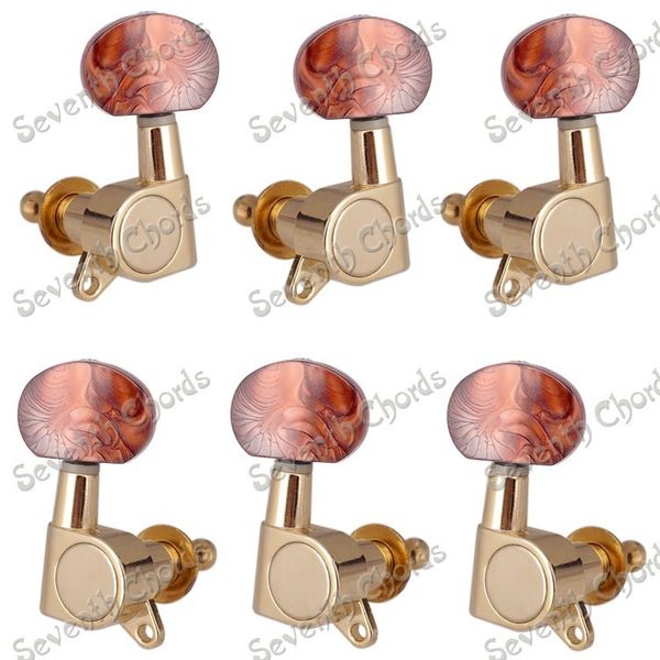 a set of 6 pcs gold with coffee big oval button sealed-gear string tuning peg tuner machine head for acoustic electric guitar.
a set of 6 pcs gold with coffee big oval button sealed-gear string tuning peg tuner machine head for acoustic electric guitar.