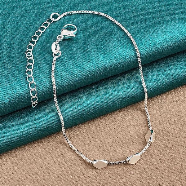 925 sterling silver three rhombus beads bracelet box chain for women fashion wedding engagement party charm jewelry, Golden;silver
925 sterling silver three rhombus beads bracelet box chain for women fashion wedding engagement party charm jewelry, Golden;silver