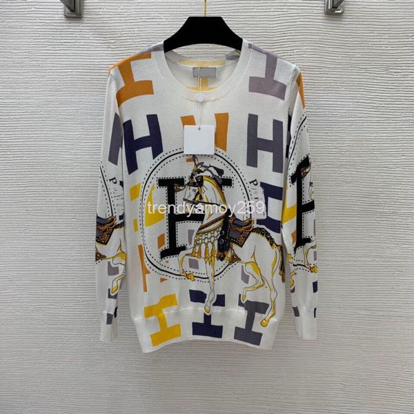 women's knits & tees 70% wool blend fabric contrast letter circle horse print round neck knitted top, White
women's knits & tees 70% wool blend fabric contrast letter circle horse print round neck knitted top, White