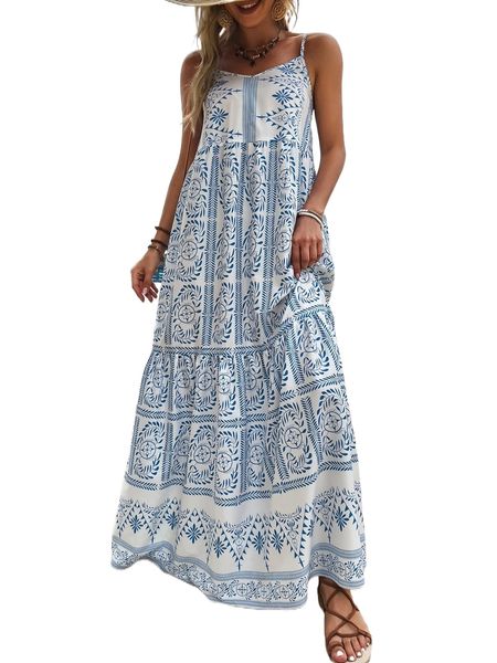 allover plants print ruffle hem cami dress o6c6#, Black;gray 
allover plants print ruffle hem cami dress o6c6#, Black;gray