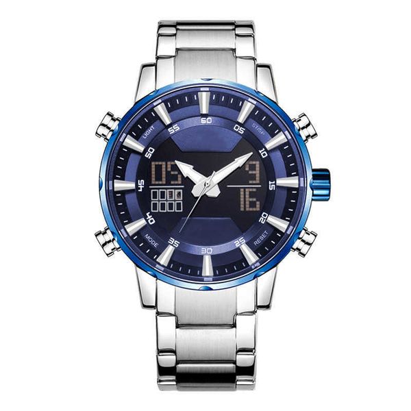 multifunction watch quartz electronic display date waterproof stainless steel watch montre de luxe, Slivery;brown
multifunction watch quartz electronic display date waterproof stainless steel watch montre de luxe, Slivery;brown