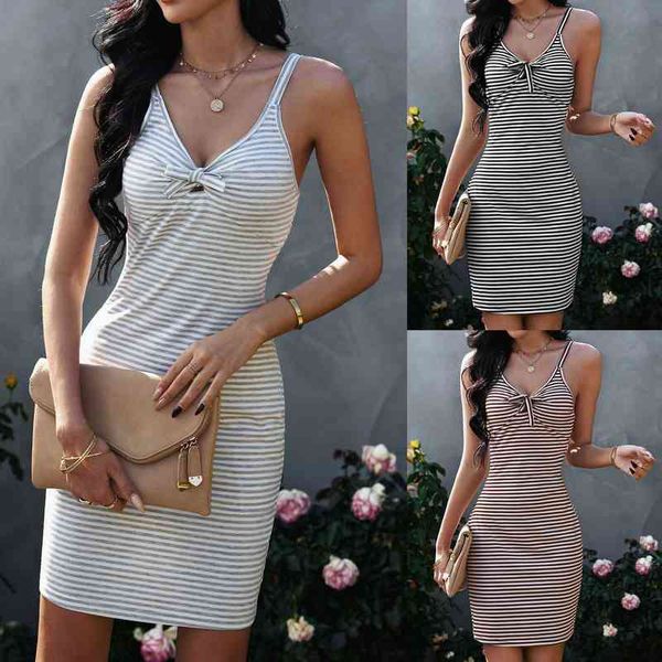 sano 2022 summer new suspender skirt women's backless stripe bottomed dress, Black;gray