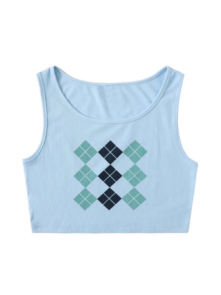 1pc geo print ribbed crop tank z284#, White
1pc geo print ribbed crop tank z284#, White