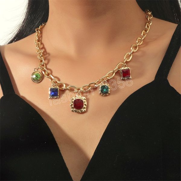 creative colorful glass crystal pendant necklace for women exaggerated chunky chain necklace party jewelry accessories, Silver
creative colorful glass crystal pendant necklace for women exaggerated chunky chain necklace party jewelry accessories, Silver