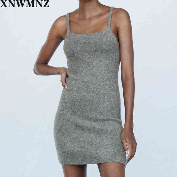 xnwmnz za women vintage mini knit dress straight neckline and thin strapsfemale casual dresses 210513, Black;gray
xnwmnz za women vintage mini knit dress straight neckline and thin strapsfemale casual dresses 210513, Black;gray