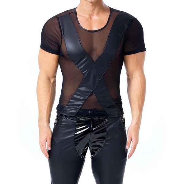 bras sets male underwear see through mesh wetlook fetish men costumes pvc leather crossed decoration short sleeve t-shirts, Red;black
bras sets male underwear see through mesh wetlook fetish men costumes pvc leather crossed decoration short sleeve t-shirts, Red;black