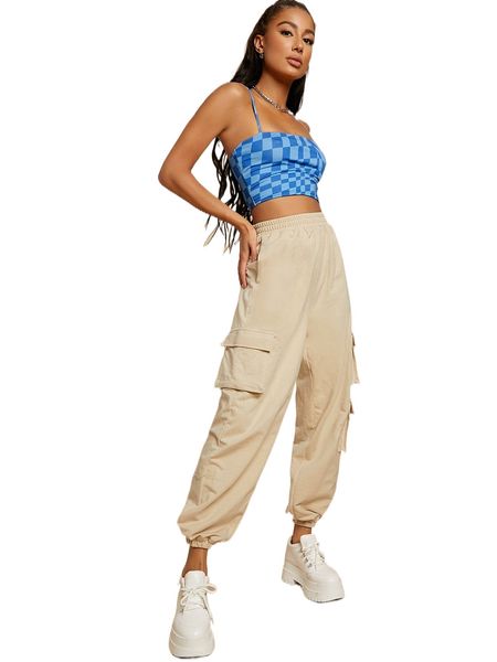 high waisted flap pocket joggers z6io#, Black;white
high waisted flap pocket joggers z6io#, Black;white