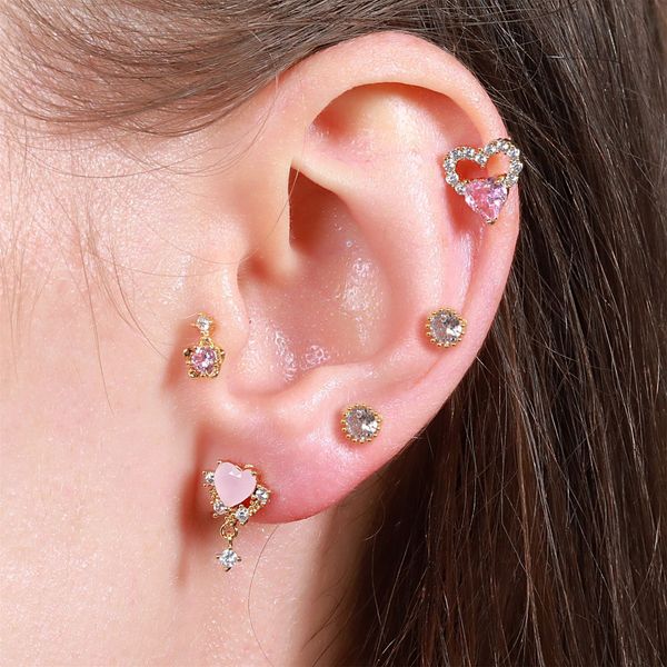 2pcs new stud fashion love pink diamond zircon crystal earrings girl peach heart rose gold ear bone nails popular personality jewelry, Golden;silver
2pcs new stud fashion love pink diamond zircon crystal earrings girl peach heart rose gold ear bone nails popular personality jewelry, Golden;silver
