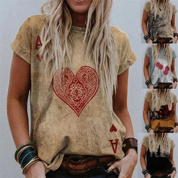 casual women t shirt summer vintage heart short sleeve tee fashion loose flower print female pullover 220711, White
casual women t shirt summer vintage heart short sleeve tee fashion loose flower print female pullover 220711, White
