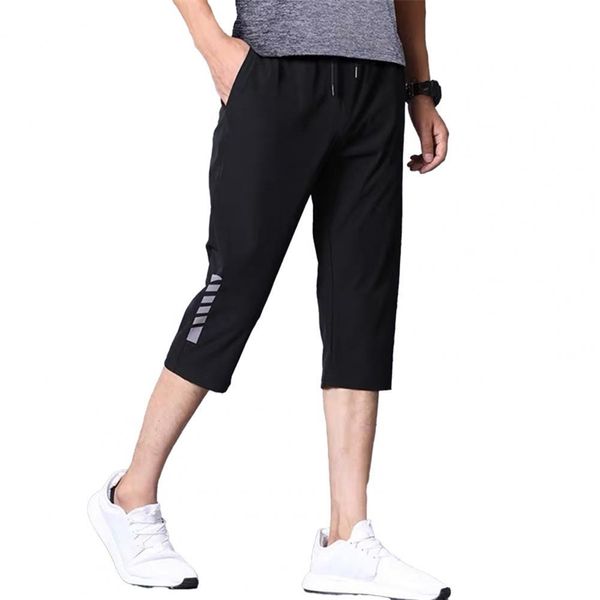 75 s 3 4 pants solid color stretchy men drawstring pockets cropped trousers for sports 220621, White;black
75 s 3 4 pants solid color stretchy men drawstring pockets cropped trousers for sports 220621, White;black