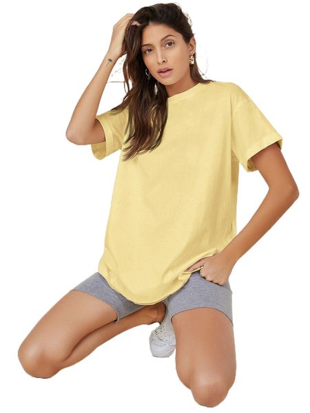 drop shoulder cuffed sleeve oversized tee a59e#, White
drop shoulder cuffed sleeve oversized tee a59e#, White
