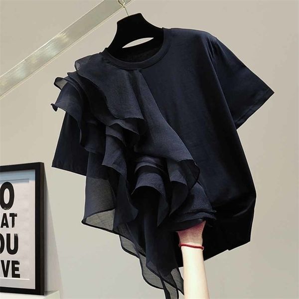 patchwork ruffle white for women o neck short sleeve casual t shirt female fashion clothing summer 220408
patchwork ruffle white for women o neck short sleeve casual t shirt female fashion clothing summer 220408